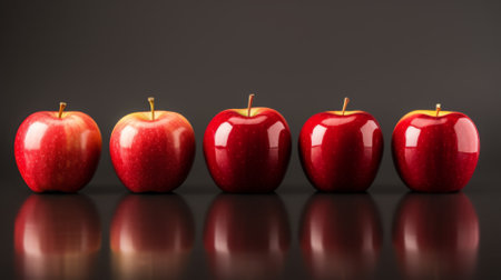 Shiny apples in a row, fresh, healthy simplicityの素材
