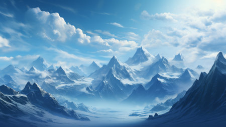 Snow-covered mountain range, winter wonderlandの素材