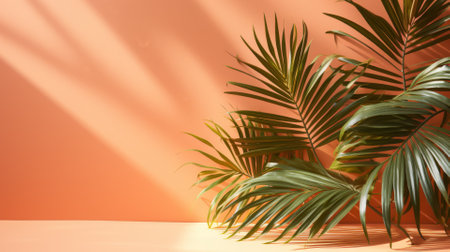 Tropical palm leaf shadow, summer vibe backgroundの素材