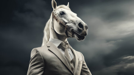 A horse in a leadership stance, head held high, expressing confidenceの素材