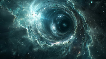 Interstellar travel concept with a quantum wormhole, connecting distant universesの素材