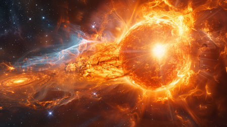 Dazzling energy release in a distant star's supernova momentの素材