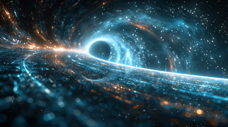 Quantum wormhole bridge in space, connecting two spacetime points surrealisticallyの素材