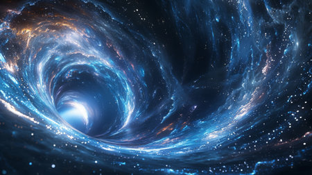 Surreal depiction of a quantum wormhole, a spacetime corridor for interstellar travelの素材