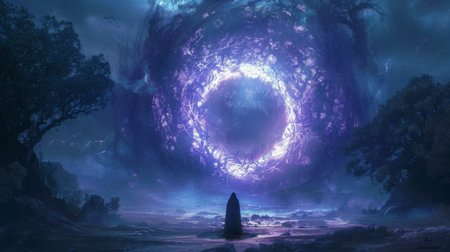 Summoning an arcane guardian in a protective circleの素材