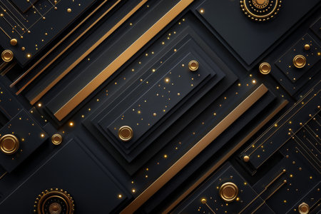 Art Deco poster design with elegant geometric shapes and gold accentsの素材
