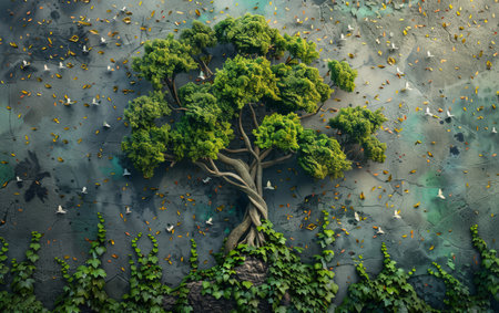 Eco Art campaign for an environmental NGO, emphasizing harmony with natureの素材