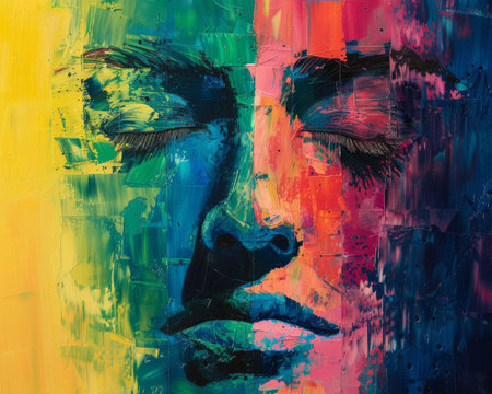 Expressionist poster for an art therapy service, using color to convey emotionの素材