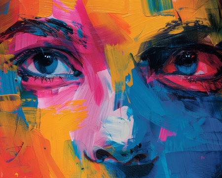 Expressionist poster for an art therapy service, using color to convey emotionの素材