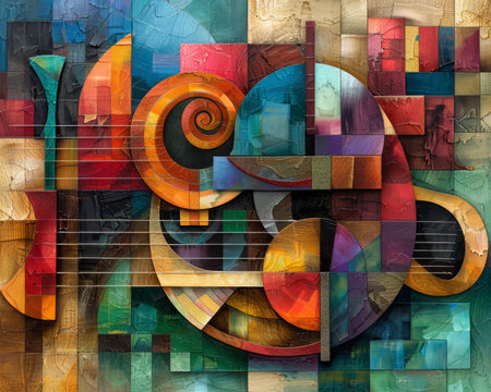 Cubist interpretation of a music player, abstract and musicalの素材