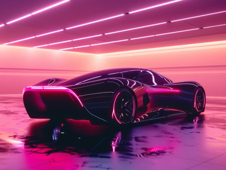 Futurism-infused ad for an electric vehicle, sleek and progressiveの素材
