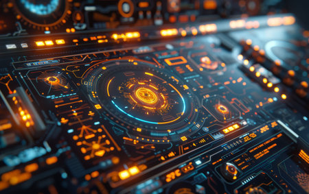 Futuristic interface design, blending organic and digital elementsの素材