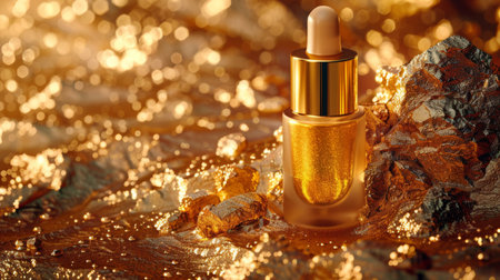 Gold and luxury skin treatment, representing the opulence and effectiveness of gold-infused skincareの素材