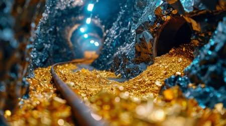 A gold mine with little effort yielding large rewards, representing smart investments.の素材