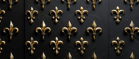Black background with gold fleur-de-lis accents, minimalist royal styleの素材