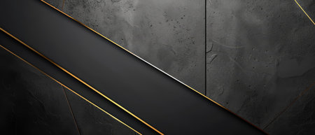 Minimalist black metal sheet with a thin gold line, modern bannerの素材