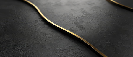 Sleek black metal with gold trim, minimalist banner designの素材