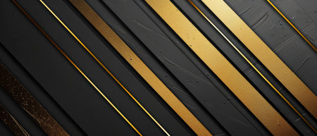 Elegant gold stripes on a matte black background, simple luxuryの素材