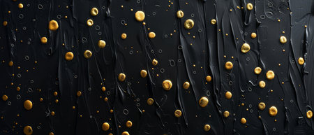 Contemporary black metal with gold droplet pattern, minimalist designの素材