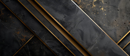 Dark brushed metal with a bold gold geometric frameの素材