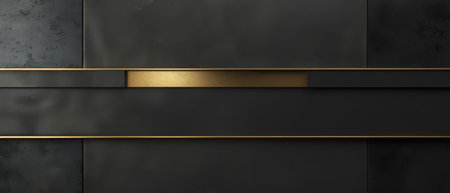 Sleek black metal with gold trim, minimalist banner designの素材