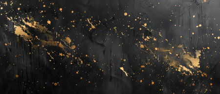 Minimalist black metal with gold splatter, artistic modern designの素材