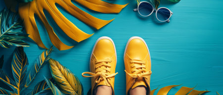 Summer fashion sale with exotic bird feathers border, stylish copy spaceの素材