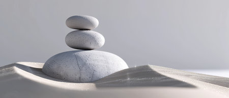 Subtle 3D minimalist pebbles, stacked, soft shadowsの素材