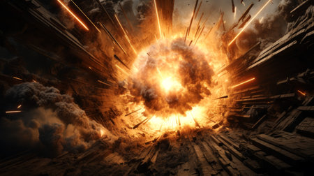 Realistic depiction of a shockwave effect resulting from an explosion, with a focus on the expanding wavefront,の素材