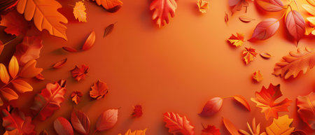 3D fall-themed banner, matte background, warm hues, copy space,の素材