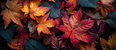 Vibrant fall foliage background with copy spaceの素材