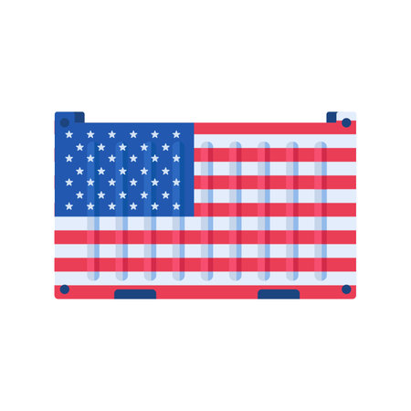 Stylized shipping container with American flag designのイラスト素材