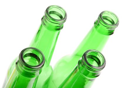 green glass empty bottle on white backgroundの写真素材
