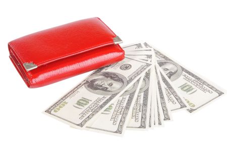 red wallet and much money (close up)の写真素材