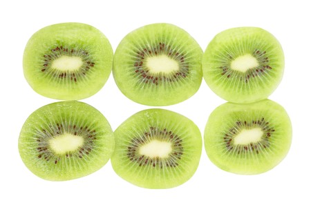 Ripe kiwi on white background の写真素材