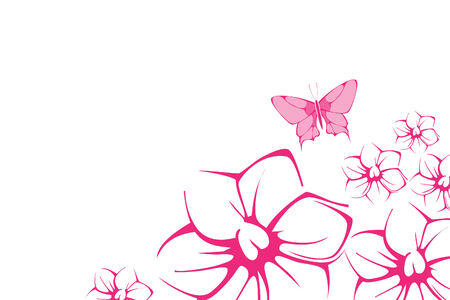 Beautyfull Butterfly and flower on white backgroundのイラスト素材