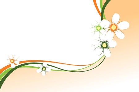 Beautiful   flowers on orange background (illustration)のイラスト素材