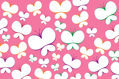 Beautiful Butterfly on pink background (  illustration)のイラスト素材