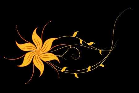 Beautiful  flowers on black background (illustration)のイラスト素材