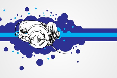 Headphones and abstract splash background ( illustration)のイラスト素材