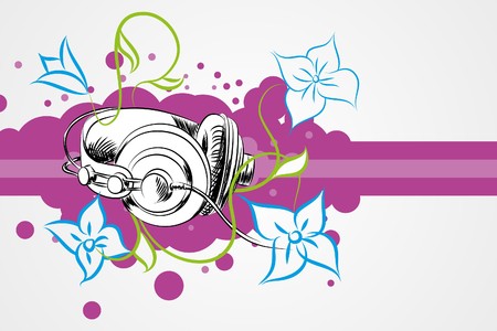 Headphones and abstract splash background ( illustration)のイラスト素材