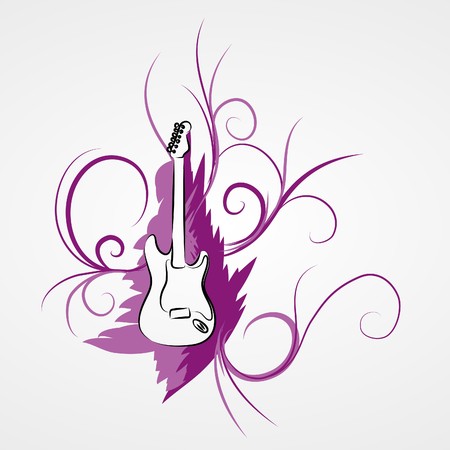 Electric guitar and violet pinstripes (  illustration)のイラスト素材
