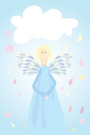 Angel in sky. Clouds around (  illustration)のイラスト素材