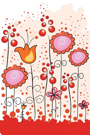many beautiful red flowers on white backgroundのイラスト素材