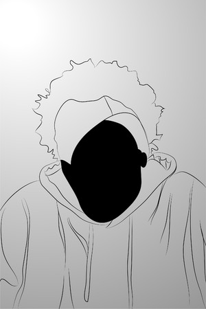  black man on white background (illustration)のイラスト素材