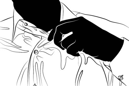 Black and white   illustration (man in suit)のイラスト素材