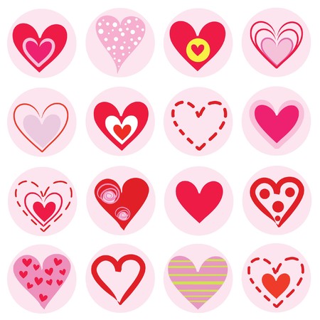 beautiful  bright hearts  in circle on white backgroundのイラスト素材