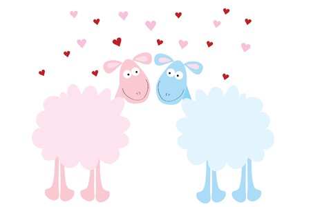 beautiful love fun sheep on white backgroundのイラスト素材
