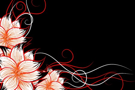 Beautiful   flowers on black background (illustration)のイラスト素材