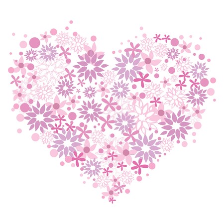 beautiful abstract flower heart  on white backgroundのイラスト素材